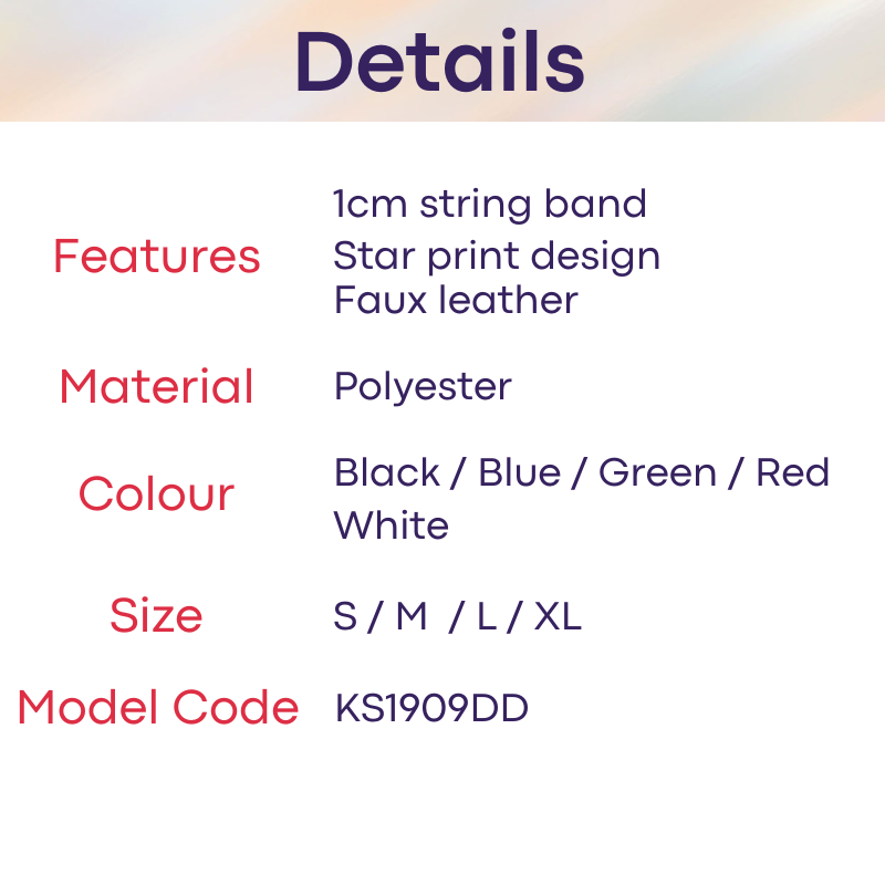 Men's GString: Polyester Faux Leather Star Print Design GString Underwear (KS1909DD)