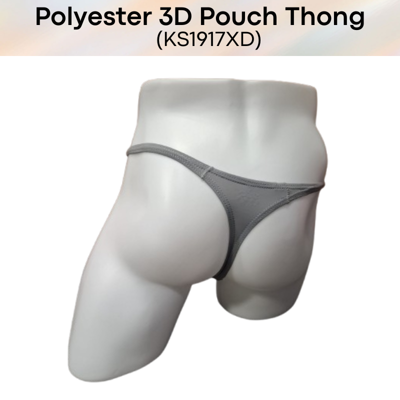 Men's Thong: Polyester 3D Pouch Low Rise Thong (KS1917XD)
