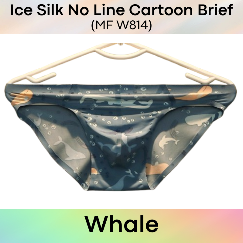 Men's Brief : Polyester Ice Silk Cartoon Print Brief (MF W814)