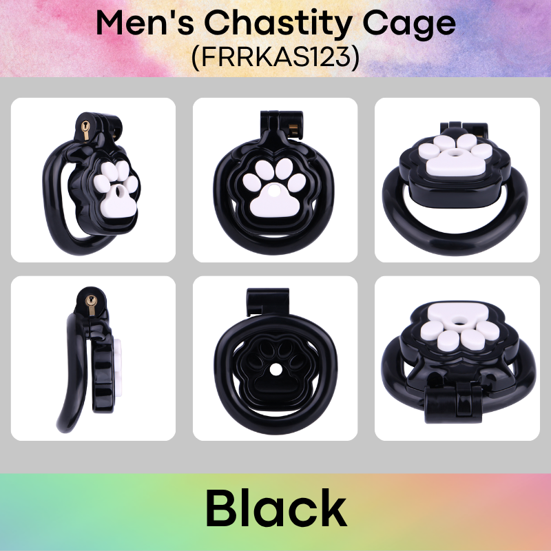 Adult Toy: Men's ABS Resin Paw Print Chastity Cage with Urethral Catheter and Strap Set (FRRKAS123)