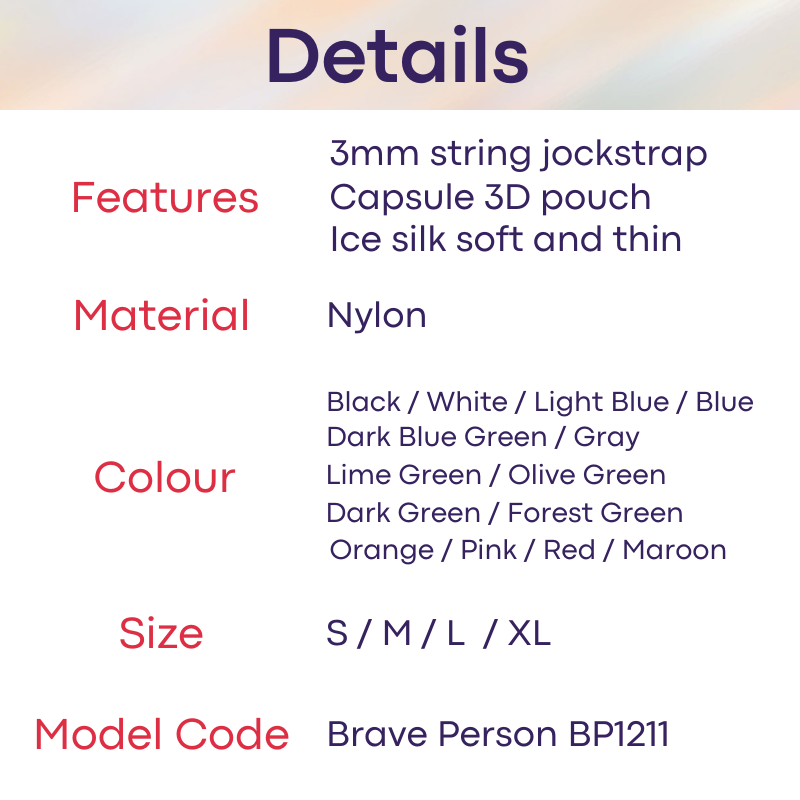Men's Jockstrap: Nylon Ice Silk Capsule Pouch String Jockstrap Underwear (BP1211)