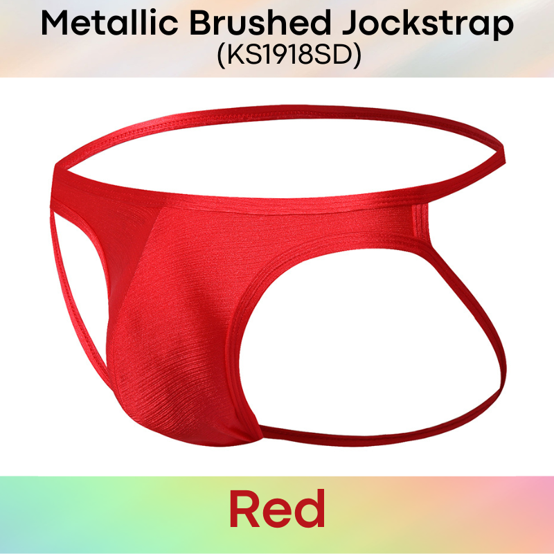 Men's Jockstrap: Polyester Metallic Brushed Look Jockstrap with Large 3D Pouch (KS1918SD)