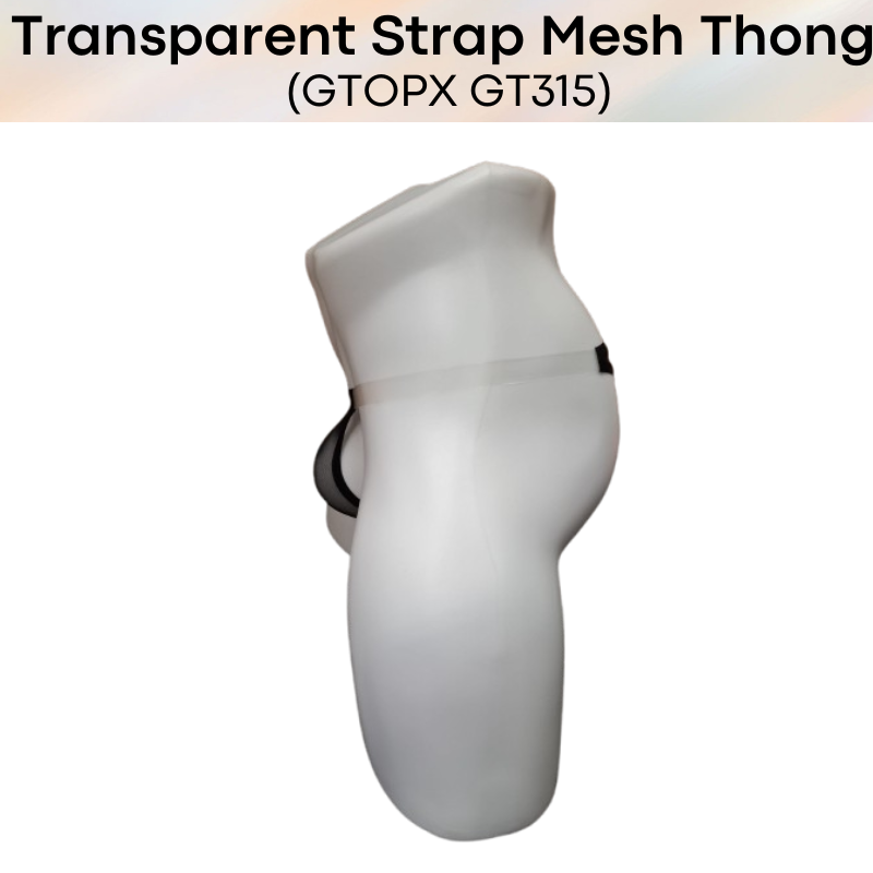 Men's Thong: Polyester T Back Thong with Transparent Strap (GT315)