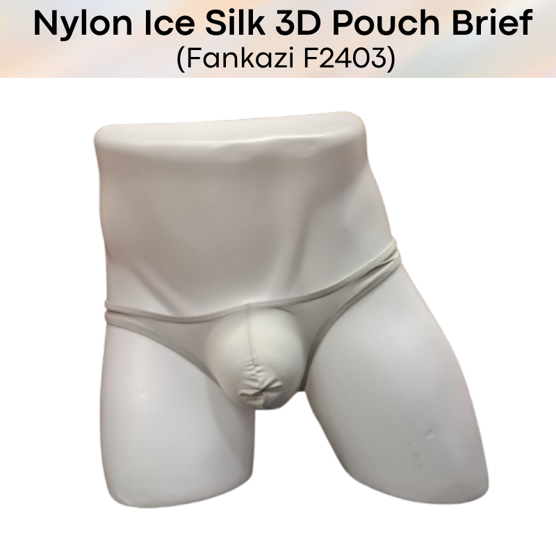 Men's Brief: Nylon Ice Silk Brief with 3D Pouch and Rear Mid Insewn (F2403)