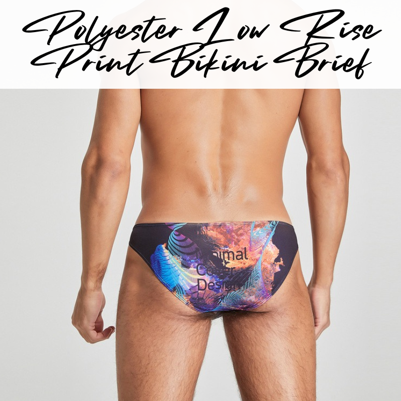 Men's Brief: Polyester Mystique Print Low Rise Bikini Brief (SB220103)