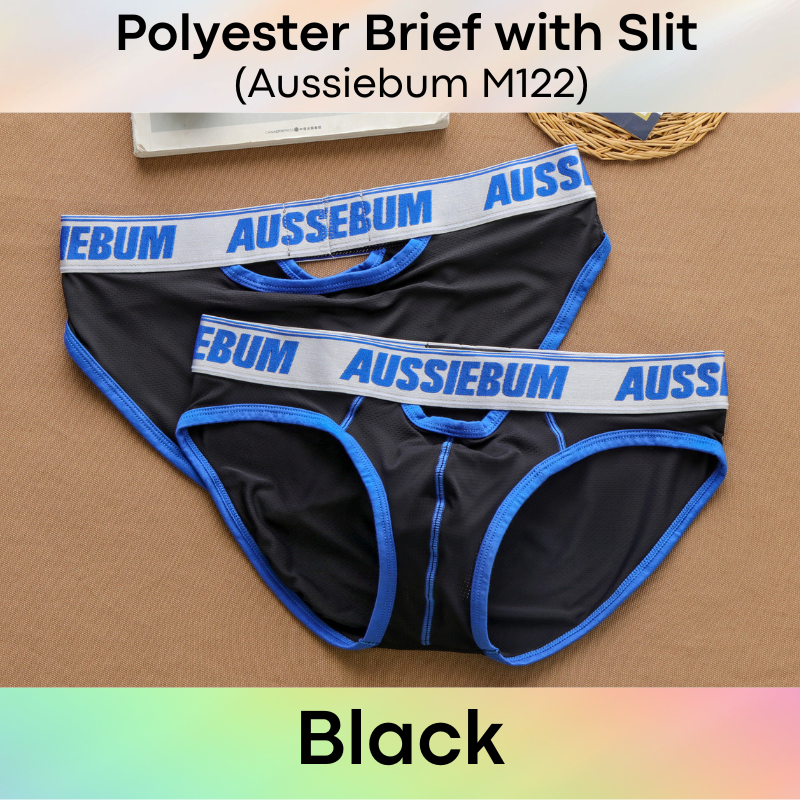 Men's Brief: Polyester Brief with Airholes and Front/Rear Slit Opening (M122)