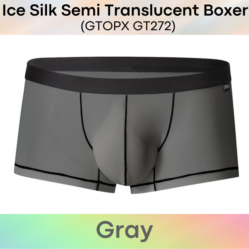 Men's Boxer : Polyester Ice Silk Semi Translucent Boxer with Contour Lines (GTOPX GT272)