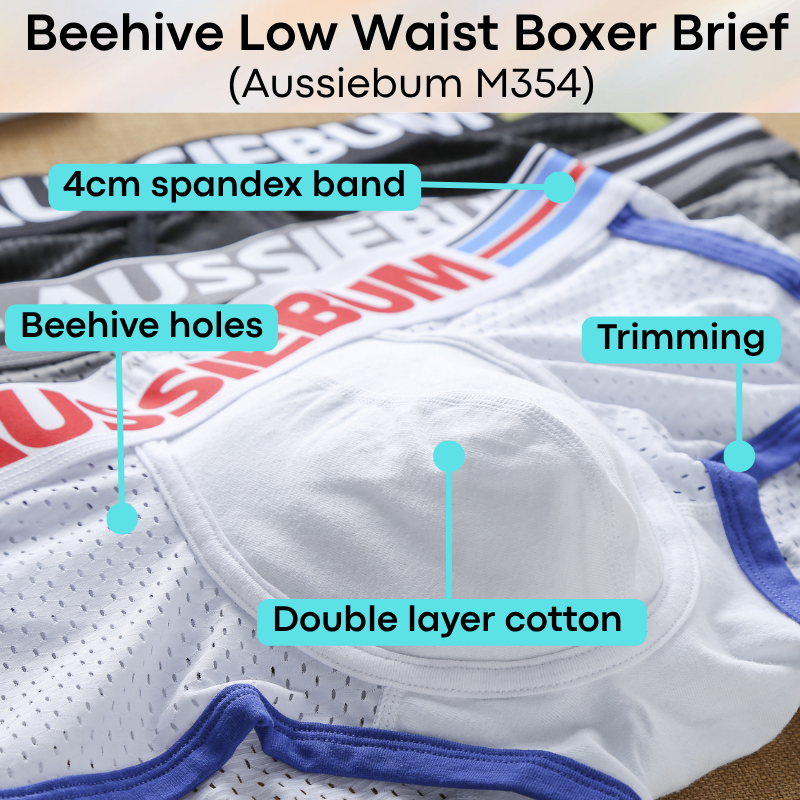 Men's Boxer: Nylon Boxer Brief Underwear with Double Layer Cotton Pouch (M354)