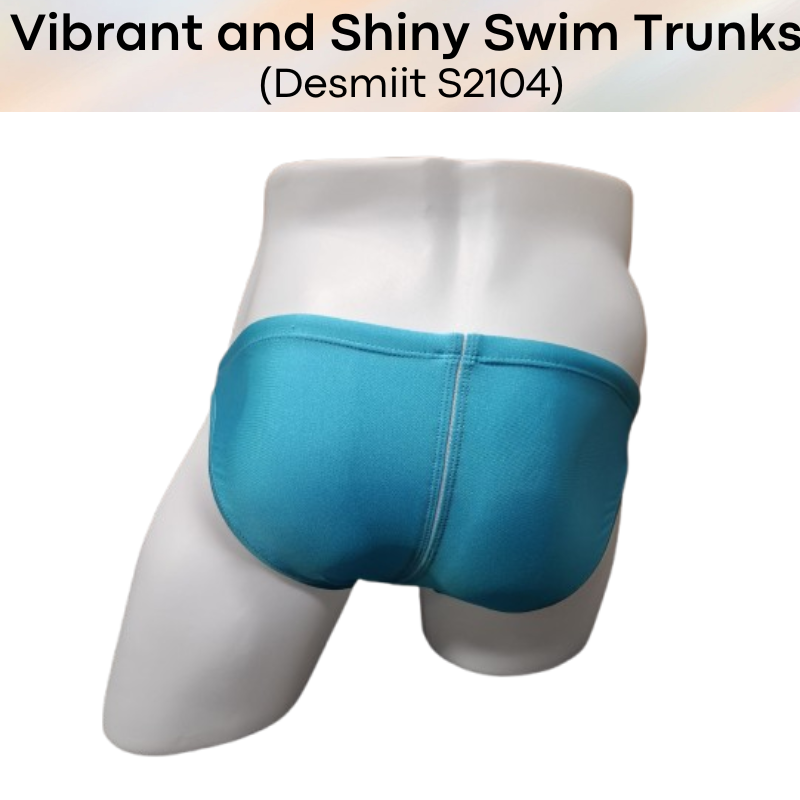 Men's Swimwear: Nylon Bikini Drawstring Swimming Trunks with 3D Convex Pouch Strip in Shiny Colours (S2104)