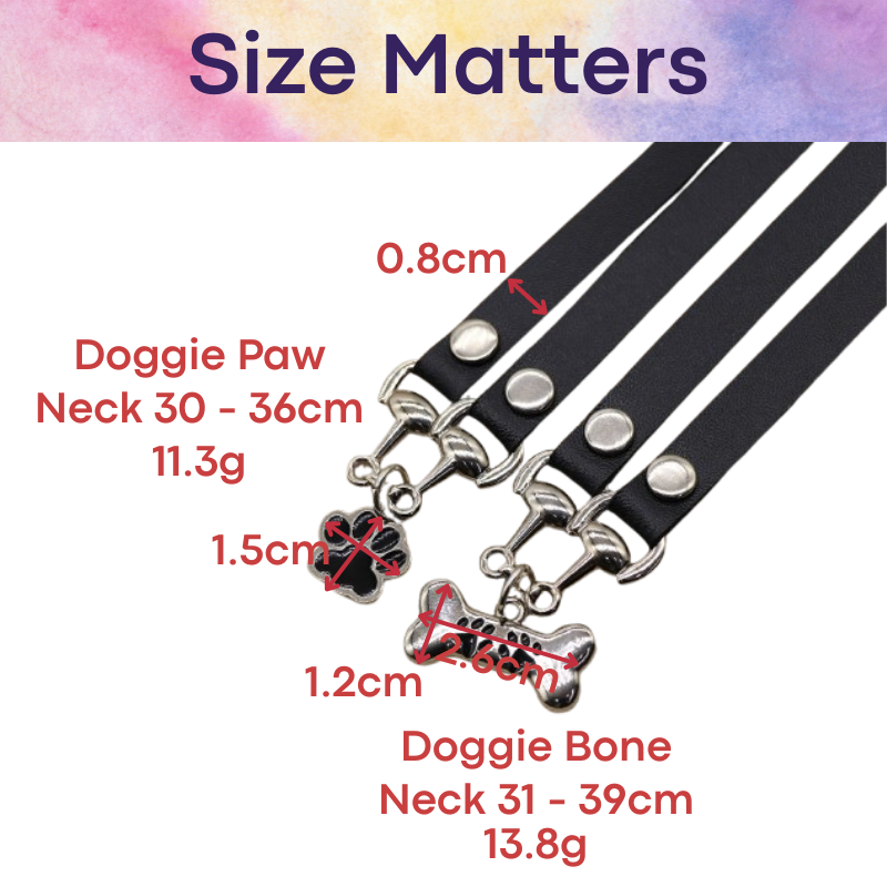 Unisex Choker: PU Choker with Doggie Bone / Doggie Paw Charm for Roleplay (XL1546)