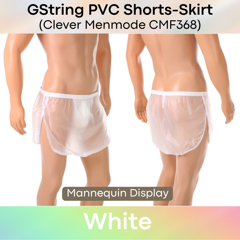 Men's Shorts: PVC Shorts with High Side Split Skirt-Like Homewear (CMF368)
