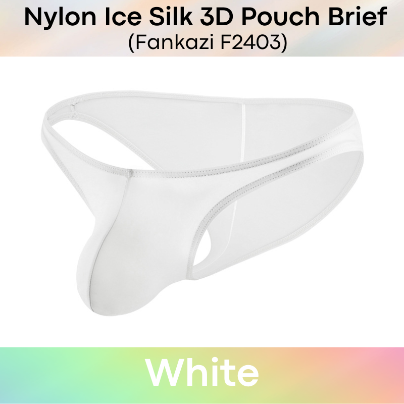 Men's Brief: Nylon Ice Silk Brief with 3D Pouch and Rear Mid Insewn (F2403)