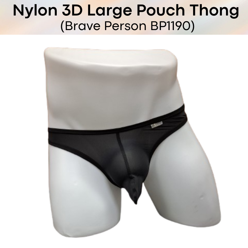 Men's Thong: Nylon 3D Large Pouch Soft and Thin Thong Underwear (BP1190)