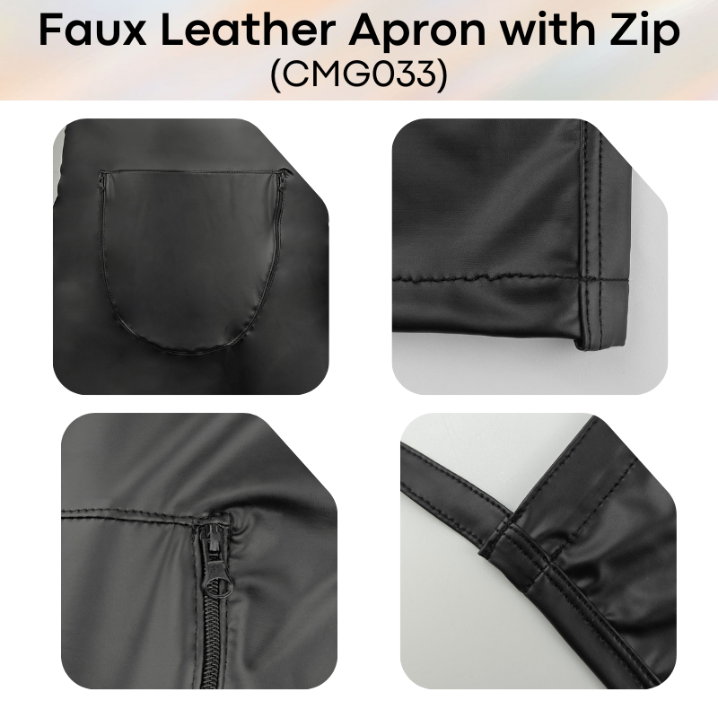 Lifestyle: Polyester Faux Leather Apron with Opening Zipper (CMG033)