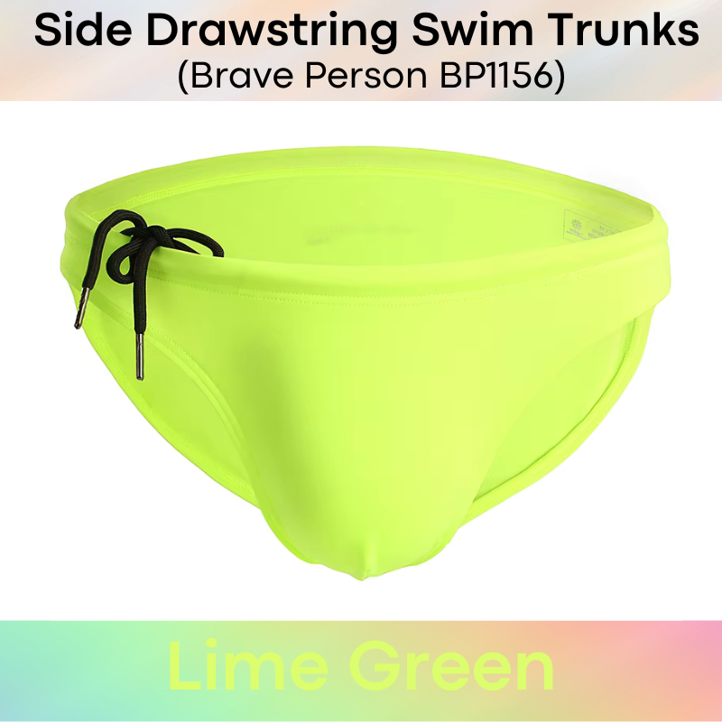 Men's Swimwear: Nylon Brief Design Swim Trunks with Side Drawstring (BP1156)