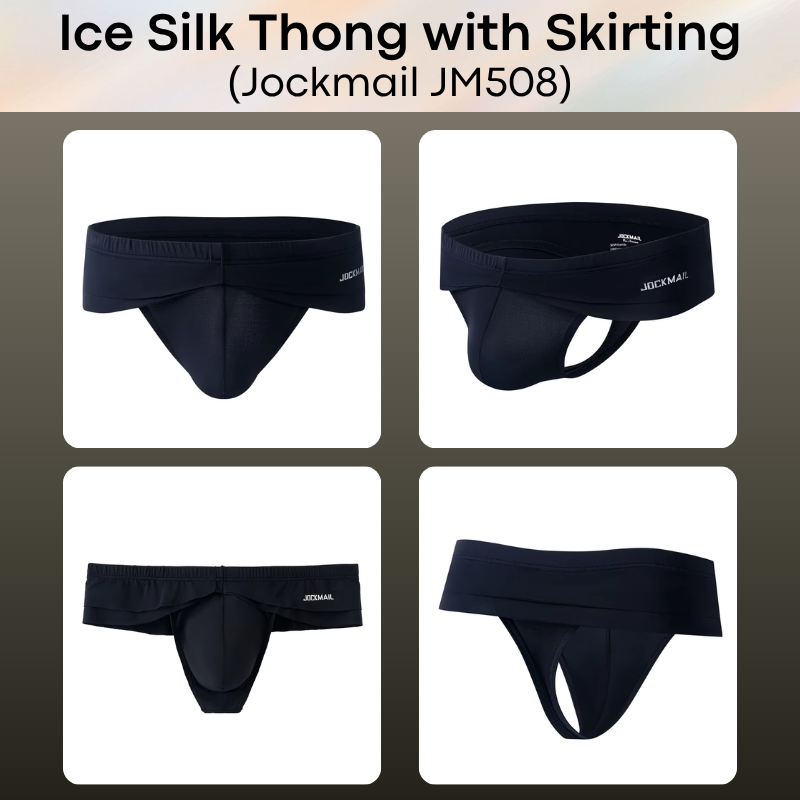 Men's Thong: Polyester Ice Silk Thong with Skirting Underwear (JM508)