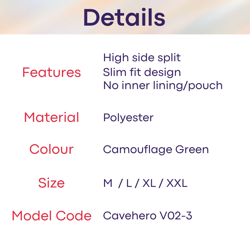 Men's Shorts: Polyester Camouflage High Side Split Shorts without Inner Lining (CHV02-3)