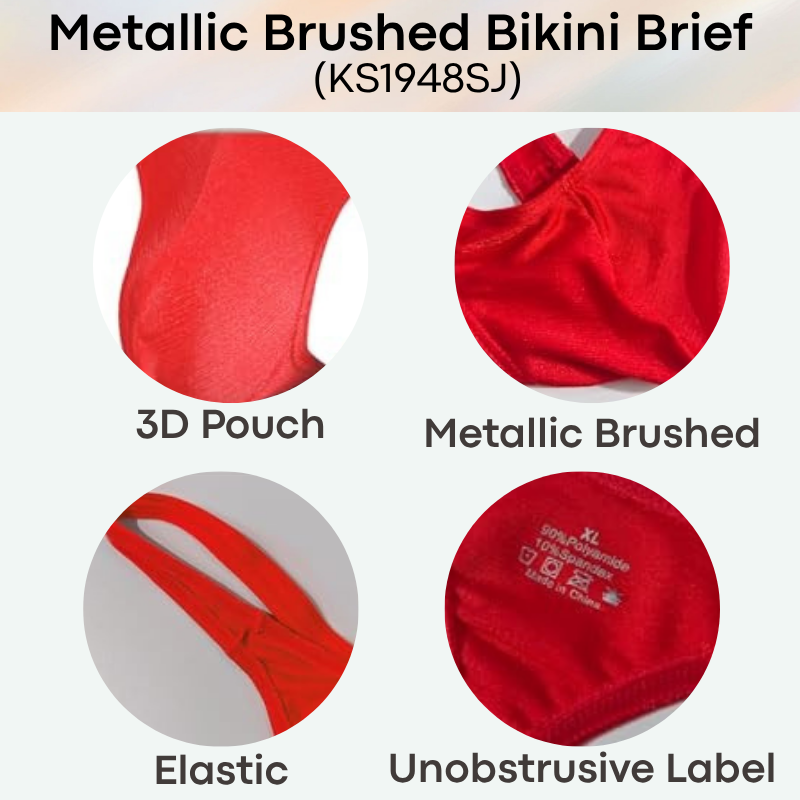 Men's Brief: Polyester Metallic Brushed Bikini Brief with 3D Pouch (KS1948SJ)