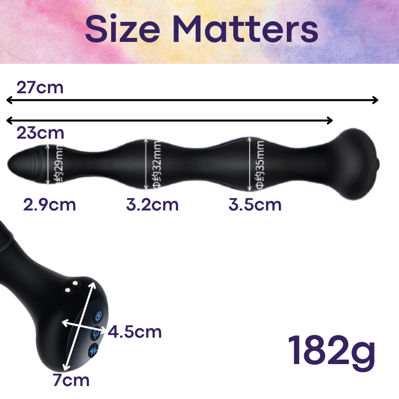 Adult Toy : 9" Beaded Dildo Massager with Electric Pulse (AZi1)