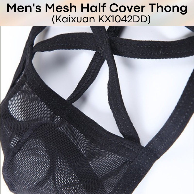 Men's Thong : Mesh Half Cover Underwear (Kaixuan KX1042DD)