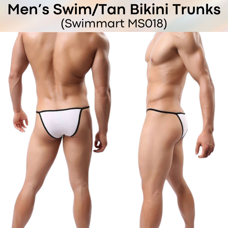 Men's Swimwear : Nylon Bikini String Swim / Tan Swim Trunks (Swimmart MS018)