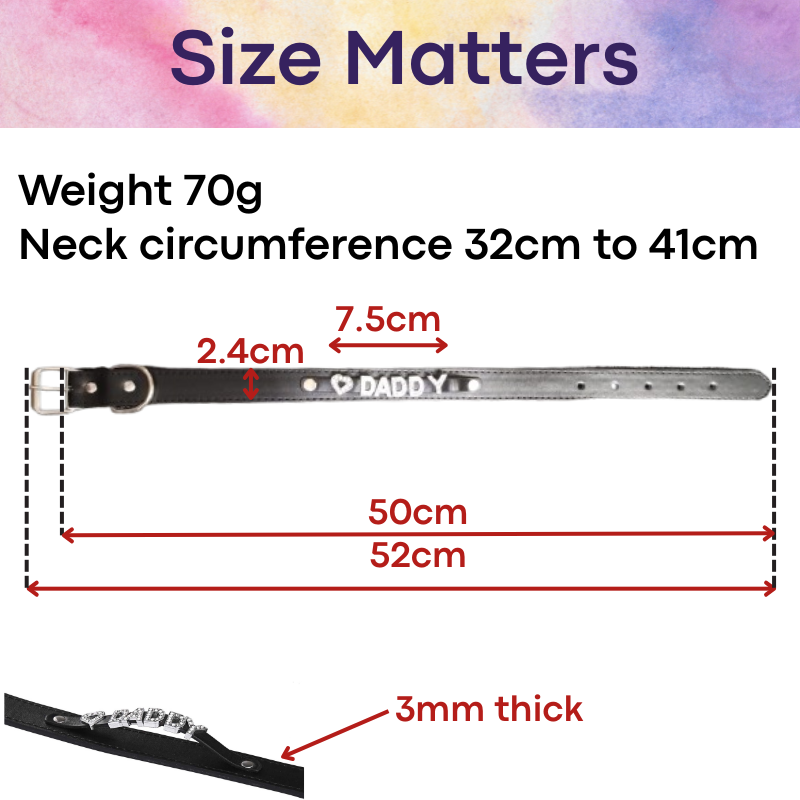 Men's Adult Toy: PU Faux Leather Neck Choker with "Daddy"/"My Boy" (CMF357)
