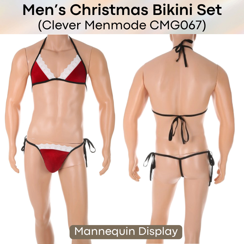 Men's GString: Polyester Christmas Bikini Top and GString Set (CMG067)