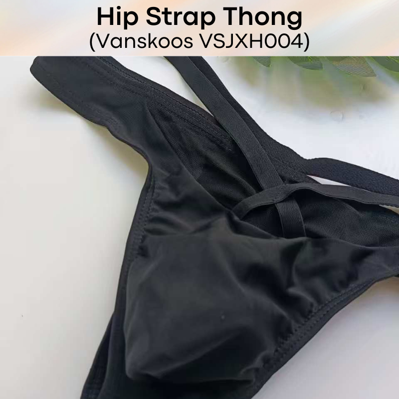 Men's Thong: Partial Mesh Pouch with Hip Strap Thong Underwear (VSJXH004)