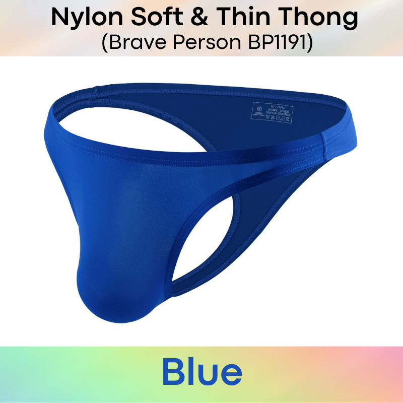 Men's Thong: Nylon Wide Front Close to Skin Thong Underwear (BP1191)