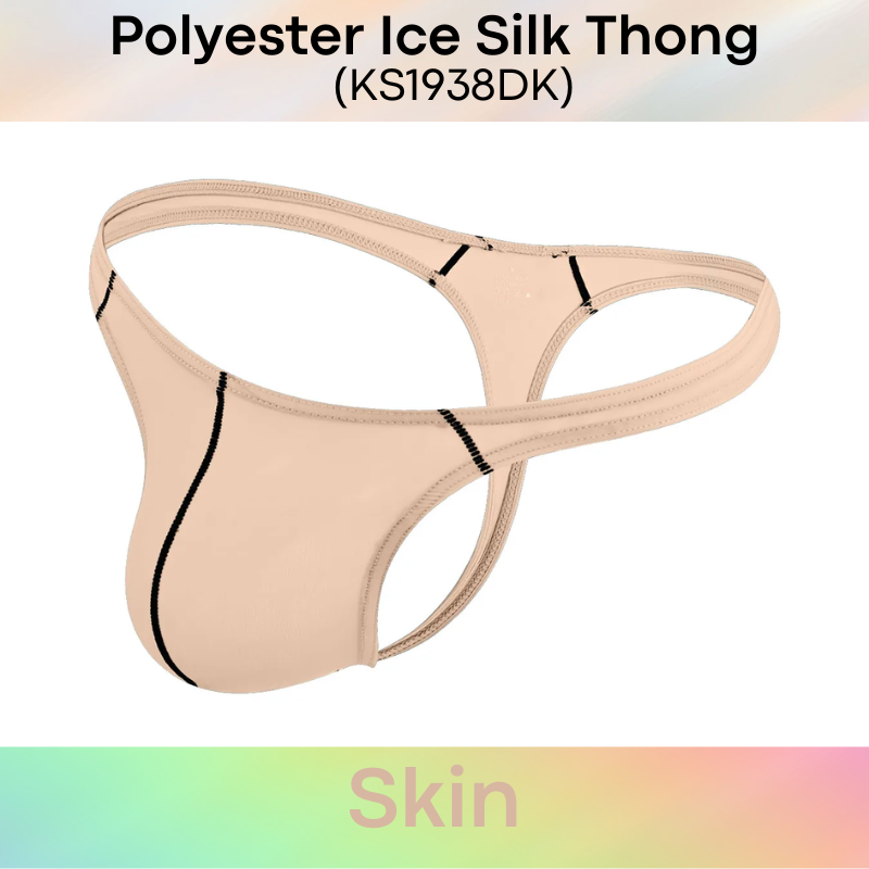 Men's Thong: Polyester Ice Silk Thin Low Waist Thong Underwear (KS1938DK)