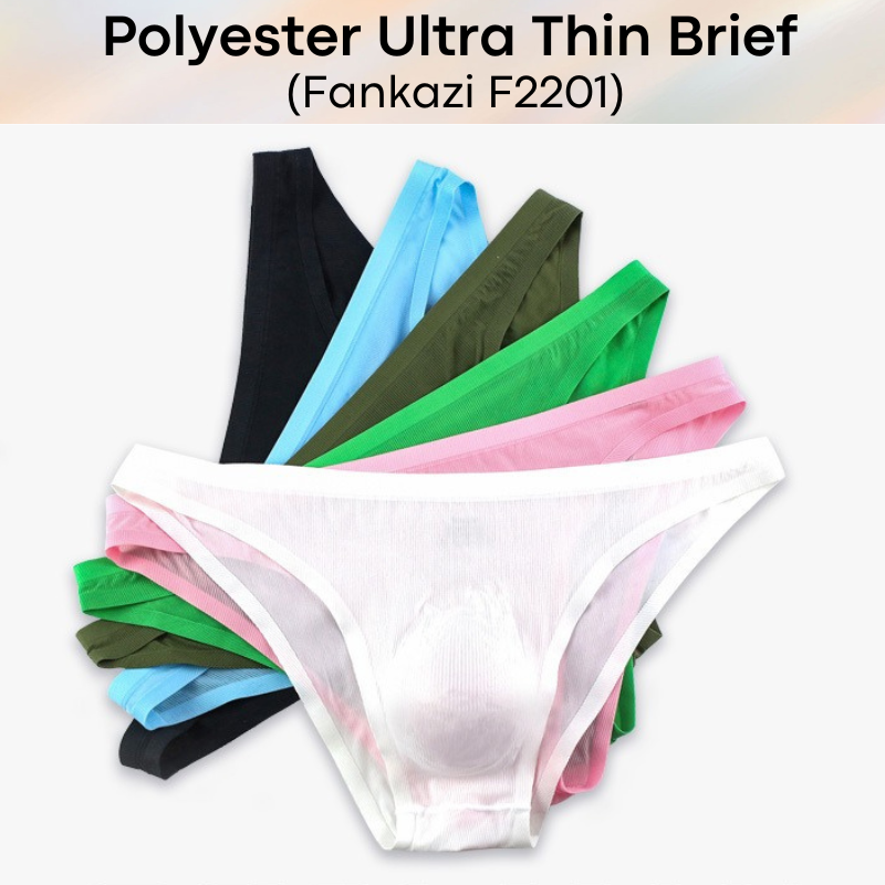 Men's Brief: Polyester Ice Silk Ultra Thin No Line Brief Underwear Underwear (F2201)