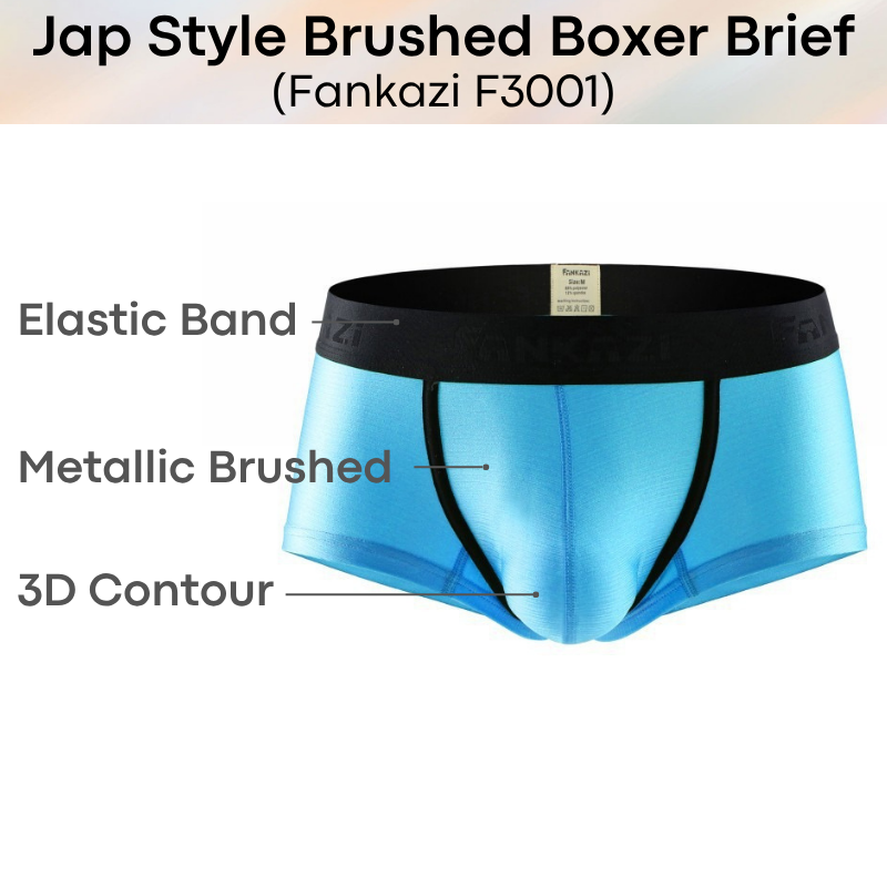 Men's Boxer: Polyester Jap Style Metallic Brushed Boxer Brief Underwear (F3001)