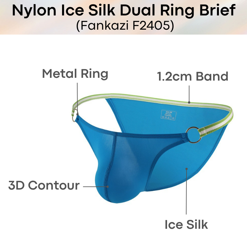 Men's Brief : 2 Ring Accessory Ice Silk Underwear (Fankazi F2405)