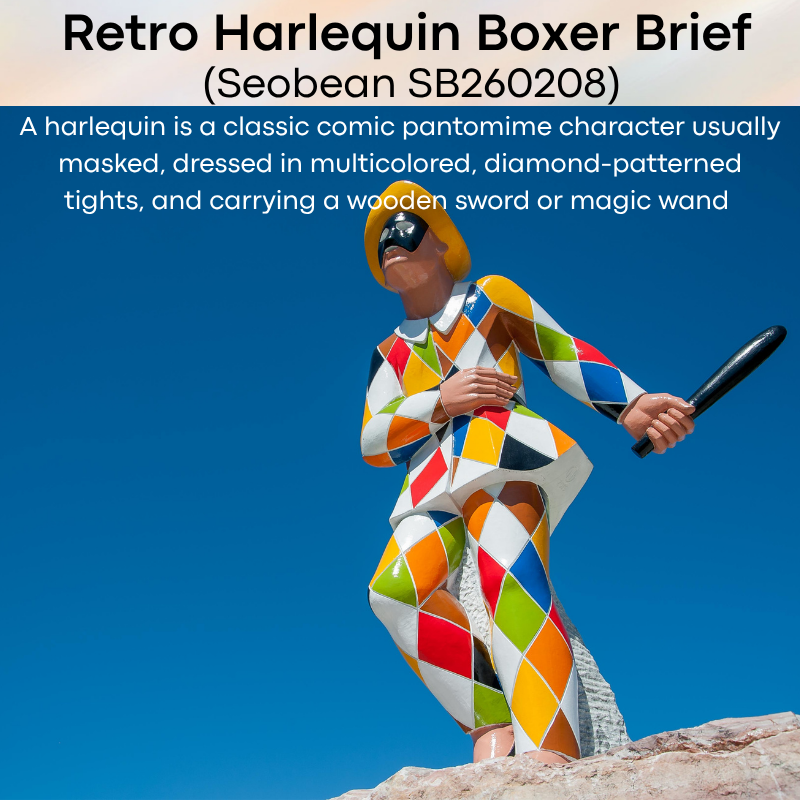 Men's Boxer: Retro Harlequin Print Boxer Brief Underwear (SB260208)