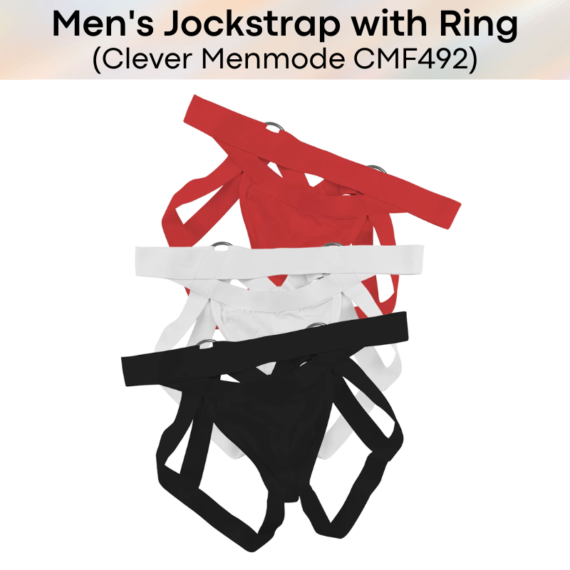 Men's Jockstrap : Double Cross with Metal Ring Underwear (Clever Menmode CMF492)
