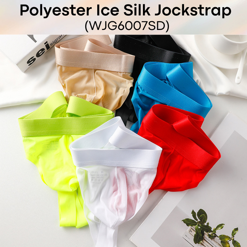 Men's Jockstrap: Polyester Ice Silk Thin Low Waist Jockstrap Underwear (WJG6007SD)
