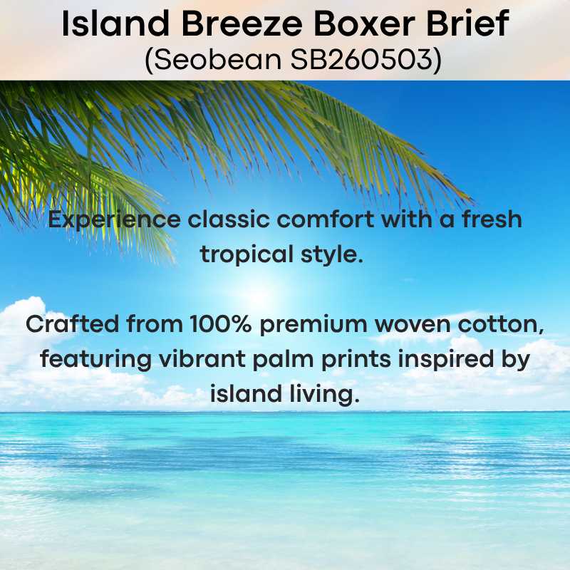 Men's Boxer: Cotton Island Breeze Print Boxer Brief Trunks Shorts-Underwear (SB260503)