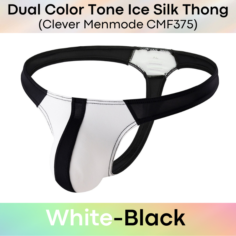 Men's Thong : Polyester Dual Color Tone Ice Silk Thong (Clever Menmode CMF375)