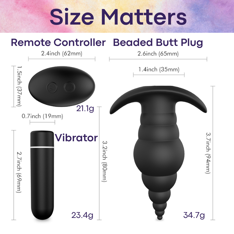 Adult Toy: Beaded Silicone Butt Plug Vibrator with Remote Control Unit (SHD-S117)