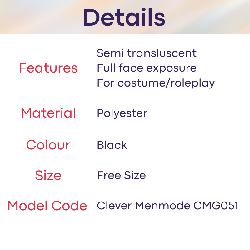 Lifestyle: Polyester Semi Transluscent Full Face Mask for Costume Parties or Roleplay (CMG051)