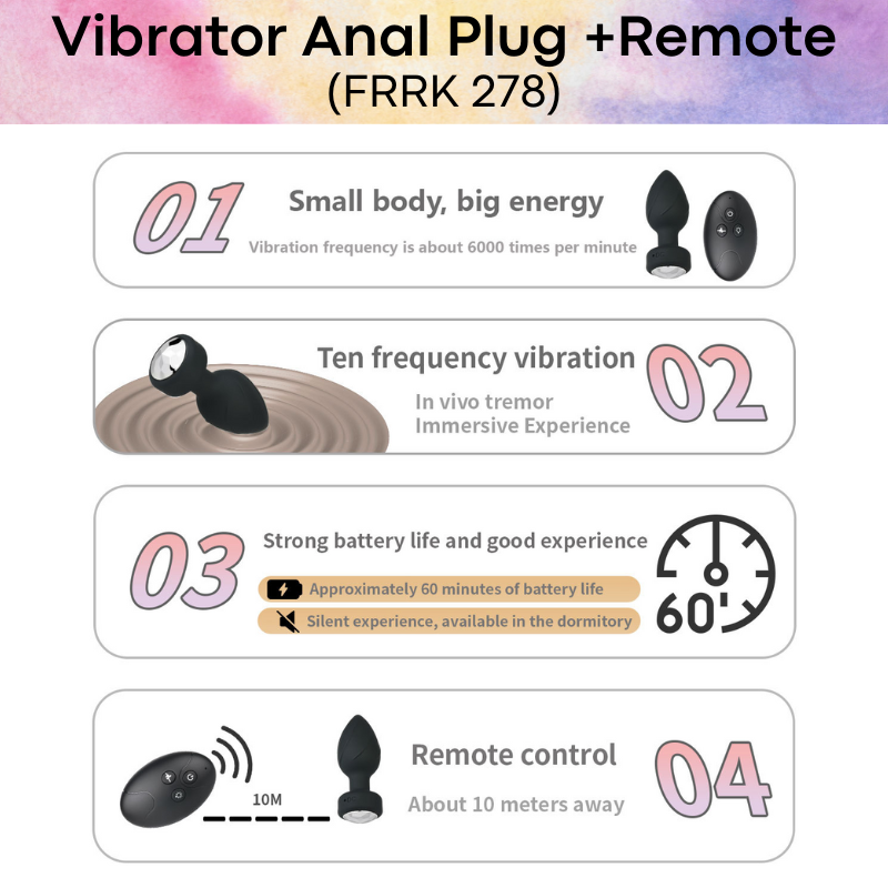 Adult Toy: ABS Silicone Anal Plug Vibrator with Remote Control Unit (FRRK278)