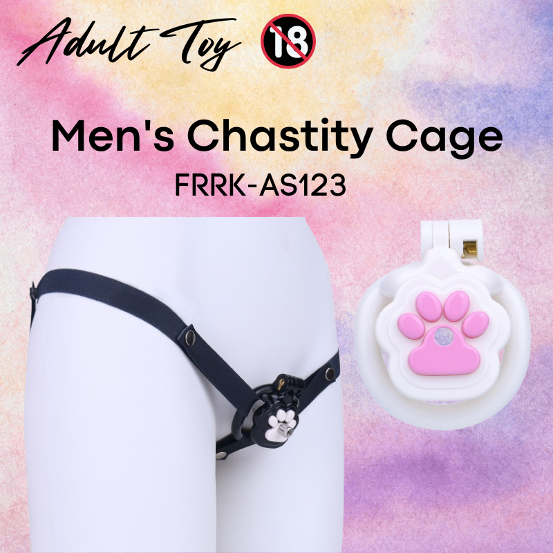Adult Toy: Men's ABS Resin Paw Print Chastity Cage with Urethral Catheter and Strap Set (FRRKAS123)