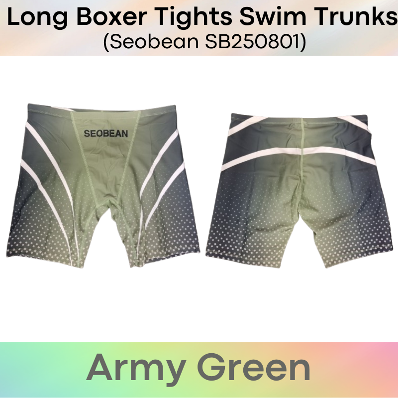 Men's Swim Trunks : Polyester Low Waist Long Boxer Tights Swim Trunks with Gradient Colour Print (Seobean SB250801)