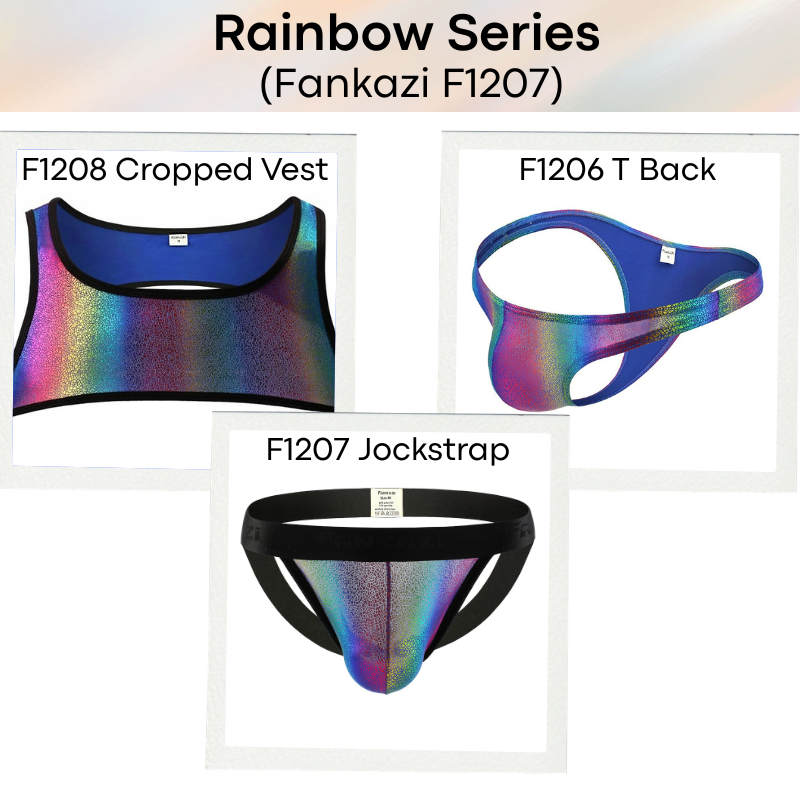 Men's Jockstrap: Polyester Rainbow Jockstrap Underwear (F1207)