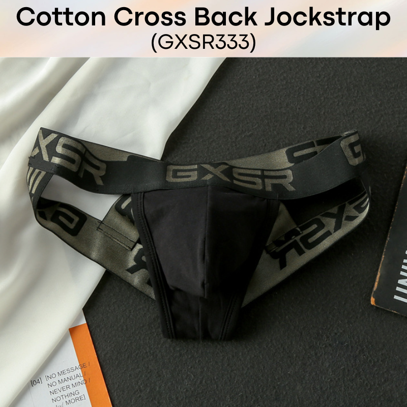 Men's Jockstrap: Cotton Double Layer Pouch Cross Back Jockstrap Underwear (GXSR333)
