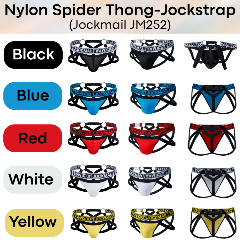 Men's Jockstrap: Nylon Breathable Spider Jockstrap-Thong Combi Underwear (JM252)