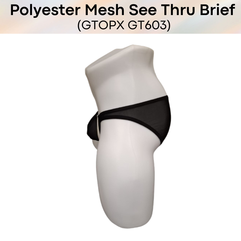 Men's Brief: Polyester Mesh See Through Low Waist Brief (GT603)