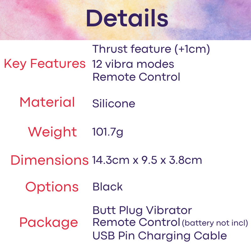 Adult Toy: Silicone Thrusting Vibrator Butt Plug (XY35)