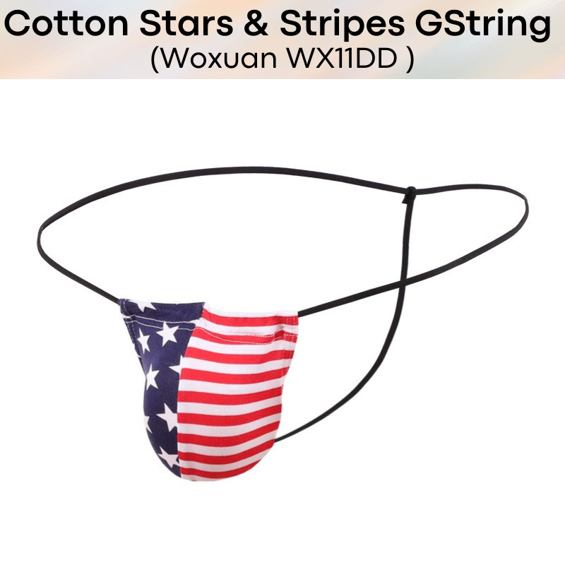 Men's GString : Stars & Stripes Cotton GString Underwear (Woxuan WX11DD)