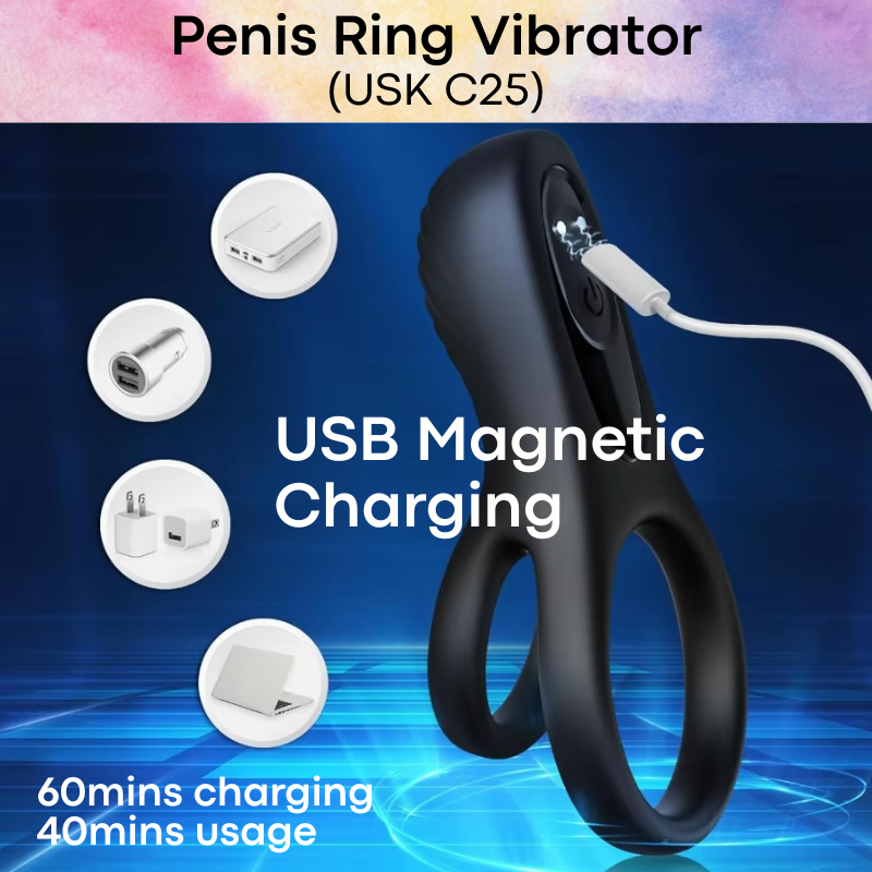 Adult Toy: Men's Silicone Vibrating Penis Ring (USKC25)